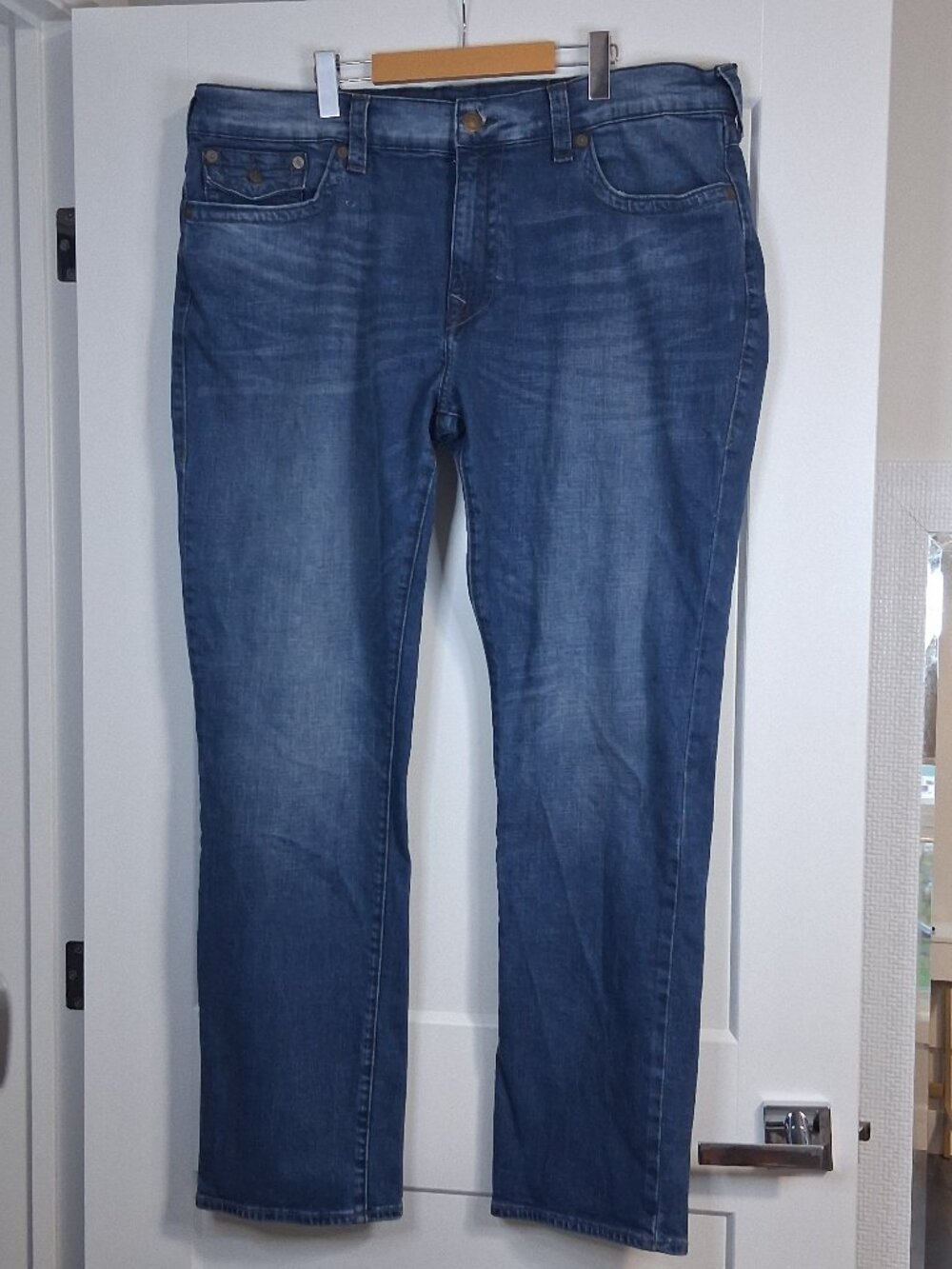 Vintage True Religion Ricky Jeans Mens 42x33 World Tour Made In USA Flap Pocket